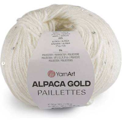 Pletací příze Alpaca Gold s flitry 50 g Varianta: 1 (9301) krémová nejsvět., Balení: 1 ks