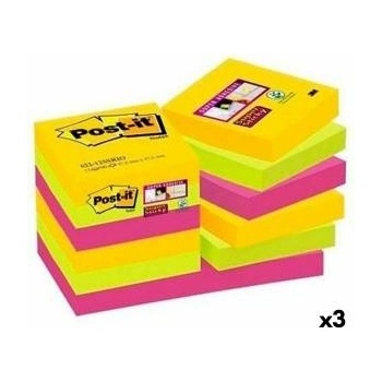 Post-it Комплект Залепващи се Бележки Post-it Super Sticky 47, 6 x 47, 6 mm Многоцветен (3 броя)