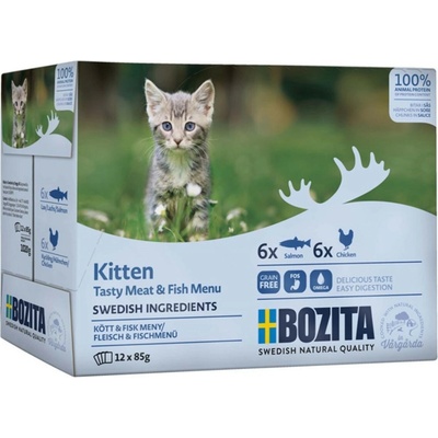 BOZITA Kitten box Masové a rybí kousky v omáčce 12x85 g