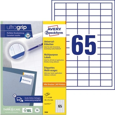 AVERY 3666 QP 38x21, 2mm универсален етикет 6500pcs (3666)