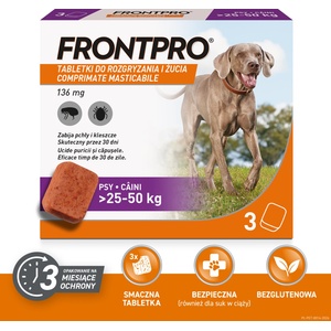 Frontline (Boehringer Ingelheim) Frontpro таблетки срещу бълхи и кърлежи XL 136 мг 25-50 кг 1 ТАБЛЕТКА