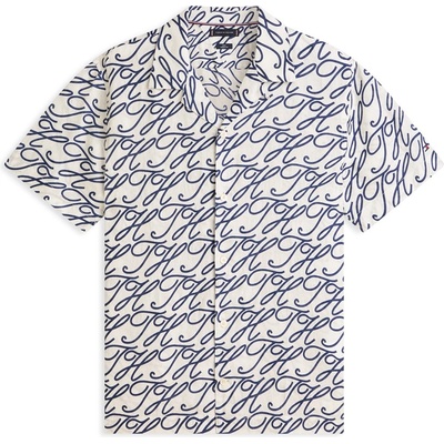 Tommy Hilfiger Риза с къс ръкав Tommy Hilfiger Men's Patterned Short Sleeve Shirt - Ecru / AOP