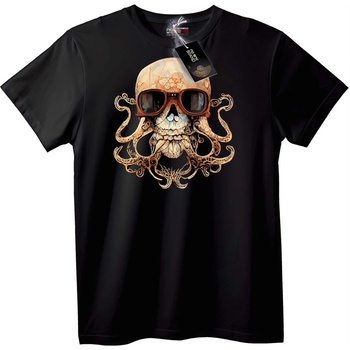 NOONEBRAND Тениска Череп Октопод със Слънчеви Очила - 2XL, Black