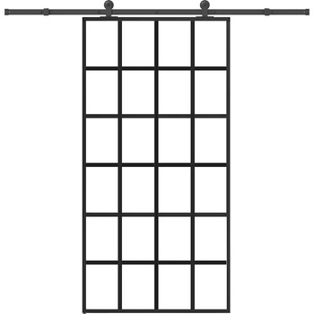 vidaXL Плъзгаща се врата с механизъм 102x205 см ESG стъкло и алуминий (3332856)