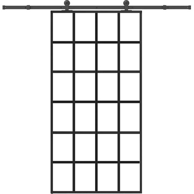 vidaXL Плъзгаща се врата с механизъм 102x205 см ESG стъкло и алуминий (3332856)