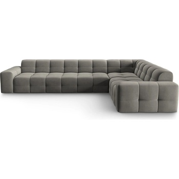 Micadoni Ъглов диван от сиво кадифе (десен ъгъл) Kendal - Micadoni Home (MIC_RC_L_121_F1_KENDAL2)