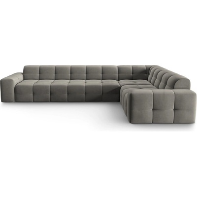 Micadoni Ъглов диван от сиво кадифе (десен ъгъл) Kendal - Micadoni Home (MIC_RC_L_121_F1_KENDAL2)