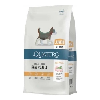 Quatro Junior - Висококачествена храна за кучета от всички породи от 2 месеца до 1 година, с екстра птиче месо, 1.5 кг
