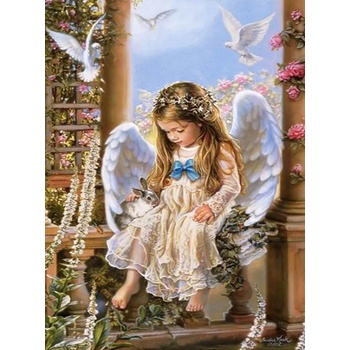 Norimpex - Puzzle Diamant painting: Sitting angel 30x40cm - 1 - 39 piese