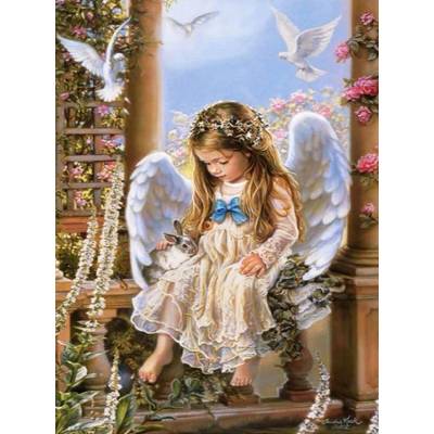 Norimpex - Puzzle Diamant painting: Sitting angel 30x40cm - 1 - 39 piese