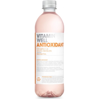 Vitamin Well Vitamínová voda nesýtená Antioxidant broskyňa 0,5 l