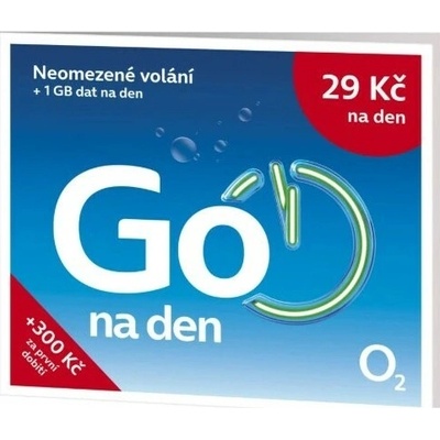 SIM karta O2 s tarifem GO na den - kredit 50 Kč