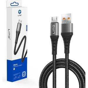 Lito USB към Micro-USB кабел, 2.4A, 1m - Lito (LD08V) - черен