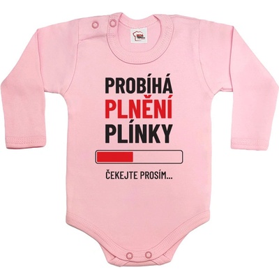 Dětské body Probíha plnění plínky Světlá růžová Canvas Dětské body Bezvatriko.cz