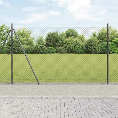 vidaXL Zábradlí s betonovým základem 10 x 1,5 m Ocel potažená PVC Šedá