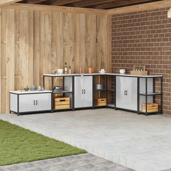 vidaXL Съхранение в кухнята с рафт Сребрист 60 x 50 x 92 см Стомана (874993)