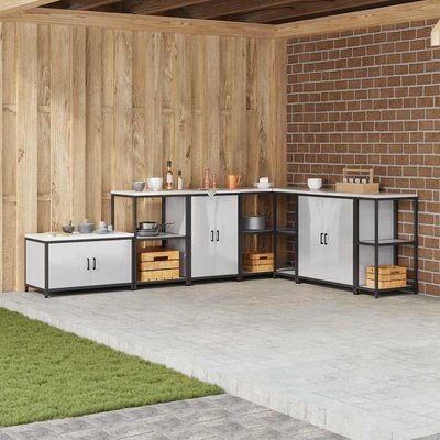 vidaXL Съхранение в кухнята с рафт Сребрист 60 x 50 x 92 см Стомана (874993)