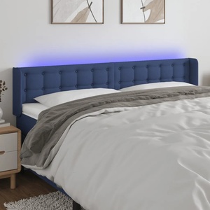 vidaXL LED горна табла за легло, синя, 183x16x78/88 см, плат (3123690)