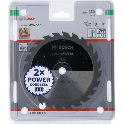 Bosch Pilový kotouč Standard for Wood pro akumulátorové pily 140 × 1,5/1 × 12,7 T24 2608837670