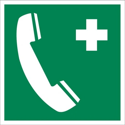 Značka Pohotovostní telefon, samolepicí fólie, 15 × 15 cm BZ FG908