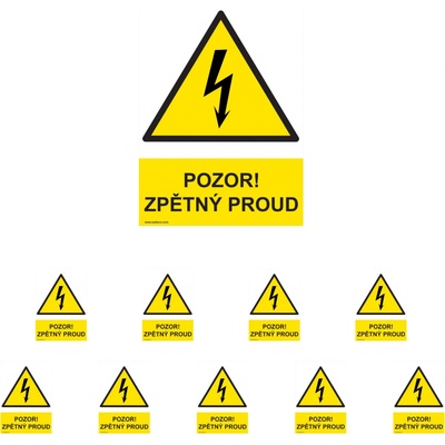 Walteco Pozor zpětný proud 210x297mm, formát A4, plastová tabulka Množství: 10 ks , 20027BP2