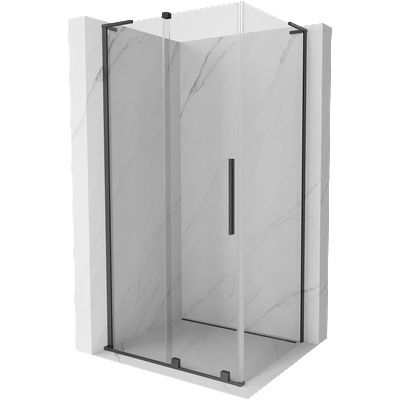 Mexen Velar L плъзгаща се душ кабина 90 x 75 см, прозрачна, четка с цвят на оръжеен метал - 871-090-075-03-66 (871-090-075-03-66)