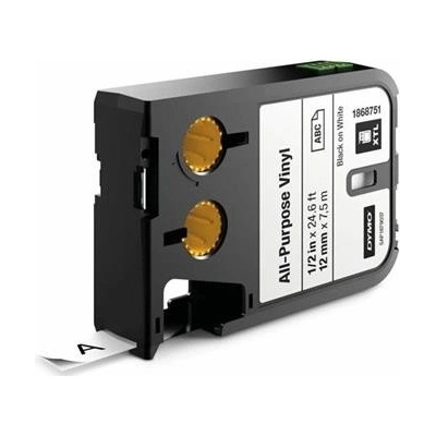 páska DYMO XTL 1868751 Black On White All-Purpose Vinyl Tape (12mm) (1868751)