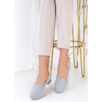 Cathay moda třpytivé mokasíny 3841-3SI stříbrné