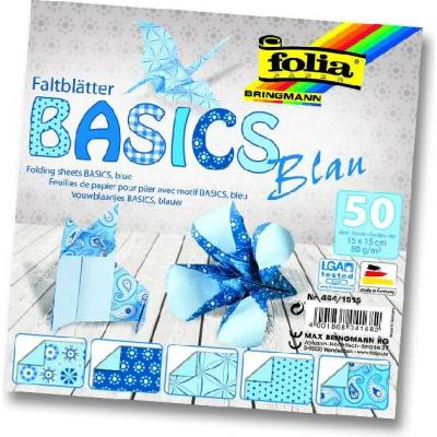 Folia Bringmann Origami papír Basics 80g/m2 50 listů 15x15 cm Modrá
