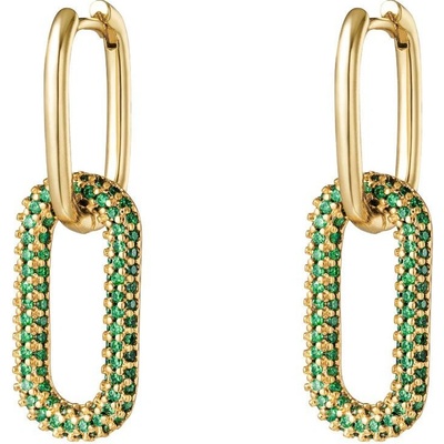 Ornamenti pozlacené náušnice Double Circles OOR300015 green gold