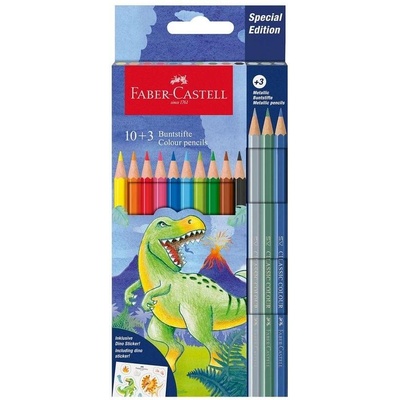 Faber-Castell Моливи Динозавър, 10 стандартни и 3 металикови (1015120760)