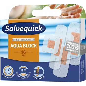 Salvequick Aqua Block náplasť urýchľujúca hojenie vodeodolná 16 ks