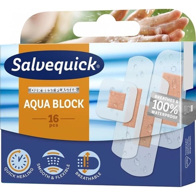 Salvequick Aqua Block náplasť urýchľujúca hojenie vodeodolná 16 ks