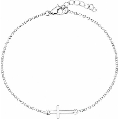 Šperky Nina Strieborný náramok Verné srdce s krížikom naležato 925 1000 (16 – 18,5 cm) nar 518