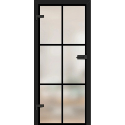 Erkado Celoskleněné Graf 62 mléčné sklo s černými vzory 60 x 197 cm