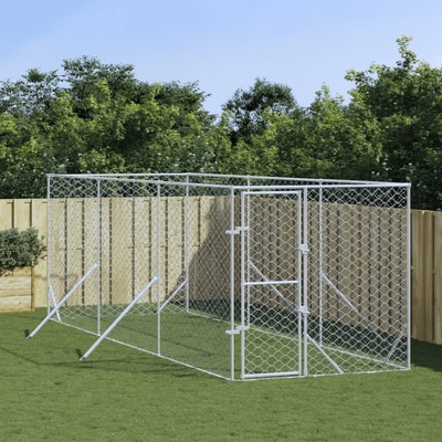 vidaXL Venkovní psí kotec stříbrný 200 x 600 x 200 cm pozinkovaná ocel 9799.3190452