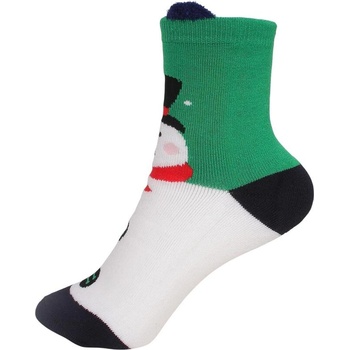 Дамски коледни термо чорапи в зелено и бяло със снежен човек