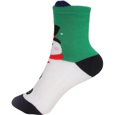 Дамски коледни термо чорапи в зелено и бяло със снежен човек