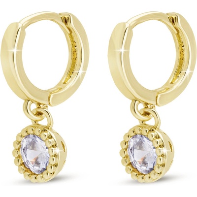 Biju Pozlacené kruhové náušnice s visicím zirkonem 3784 1003784