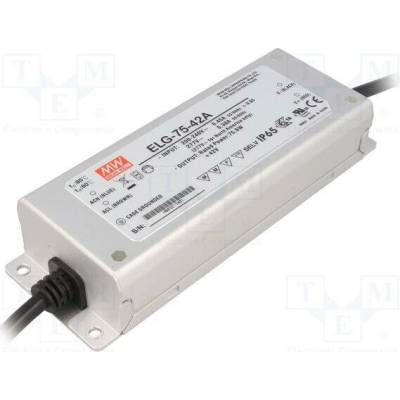 MEAN WELL ELG-75-42A Napájecí zdroj: spínaný; LED; 76W; 42VDC; 0,9÷1,8A; 180÷295VAC