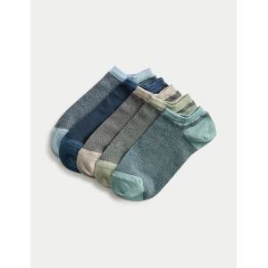Marks & Spencer Спортни чорапи Trainer Liners с технология Cool & Fresh и високо съдържание на памук, комплект 5 чифта Marks & Spencer многоцветни Marks & Spencer | Mnogotsveten | МЪЖЕ | 6-8.5