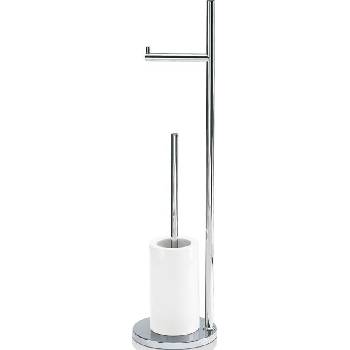 DECOR WALTHER Поставка за тоалетна хартия и тоалетна четка Porzellan с кръгла основа черен хром (0838400)