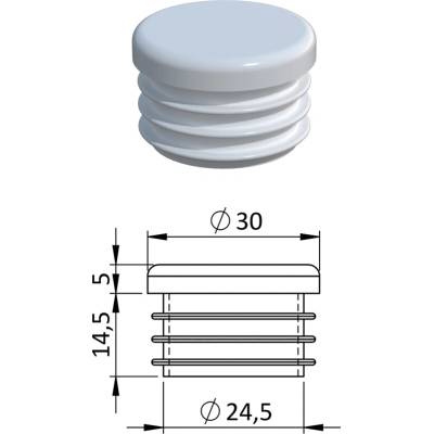 Vnútorná krytka guľatá ø 30 mm, plastová, biela