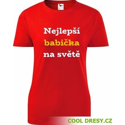 Červené dámské tričko nejlepší babička na světě tip na dárek pro babičku
