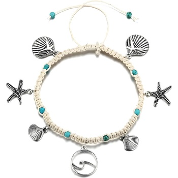 HARAHU Гривна за крак se-27266 - Бяла / Тюркоазена kp27266 (se-27266)