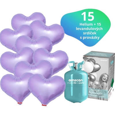 Balonky.cz Helium set helium a balónky IBREX srdce levandulové