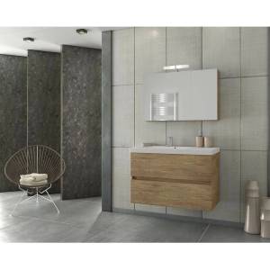 Drop Кафяв комплект стенен шкаф и бяла мивка Drop Luxus 85 см (5PLX085WD+6BIS085PC)