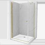Mexen Pretoria врата душ кабина 90 x 70 см, прозрачна, златна + тава Flat (852-090-070-50-00-4010)