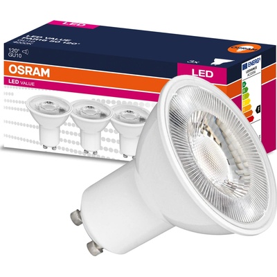 Osram 3PAK LED žiarovka GU10 4,5W = 35W 350lm 4000K Neutrálna 120° Value