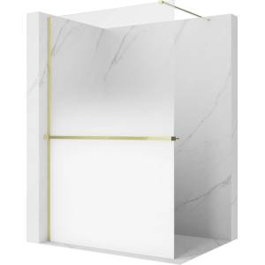 Mexen Kioto+ Душ стена с рафт Walk-in 150 x 200 см, бяла омбра 8 мм, злато - 800-150-121-50-86 (800-150-121-50-86)